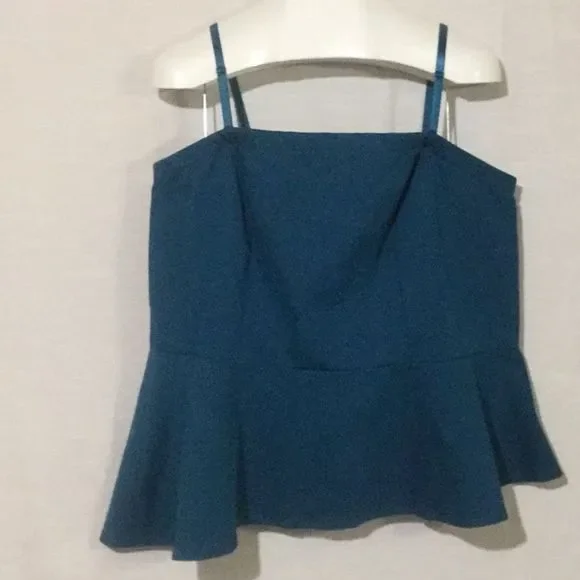 Lane Bryant Sleeveless Peplum Teal Top with Adjustable Straps - Picture 1 of 3